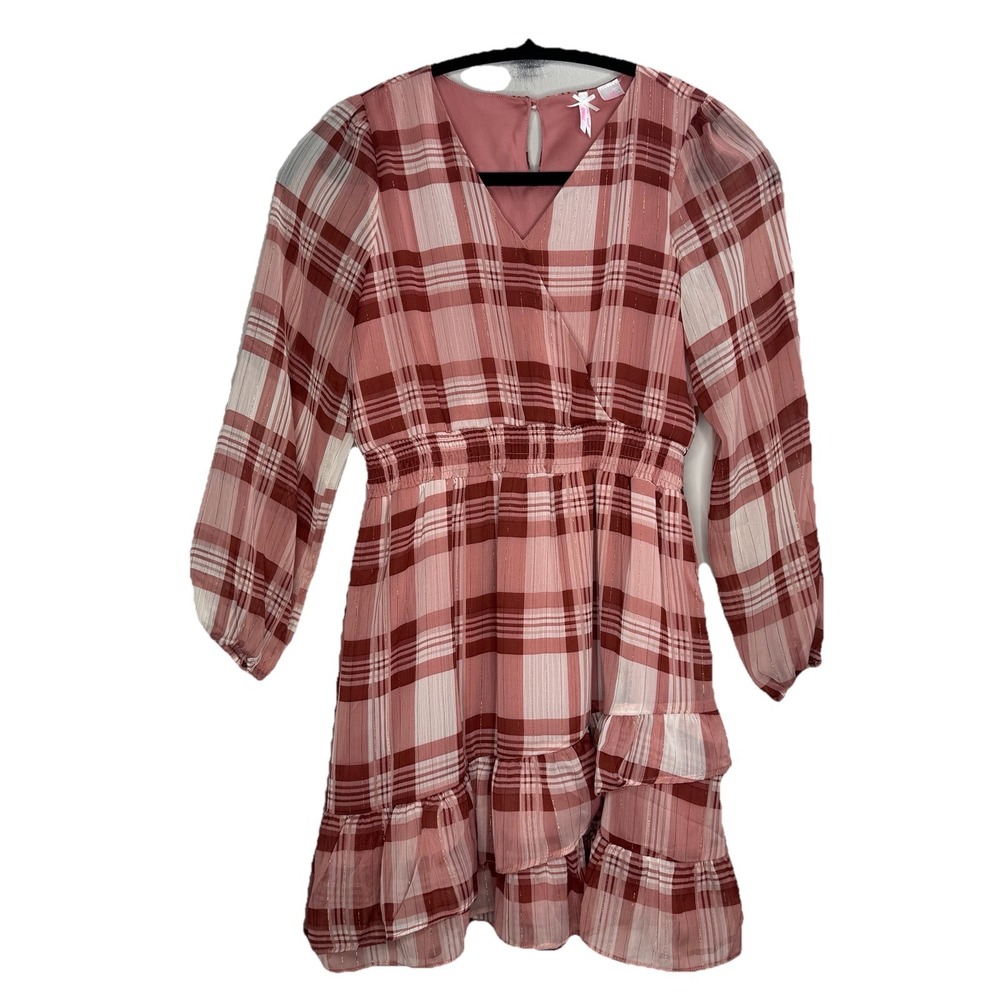Holiday Plaid Dress Long Sleeve Size 12. Red‎ W Glitter Long Glitter Girls